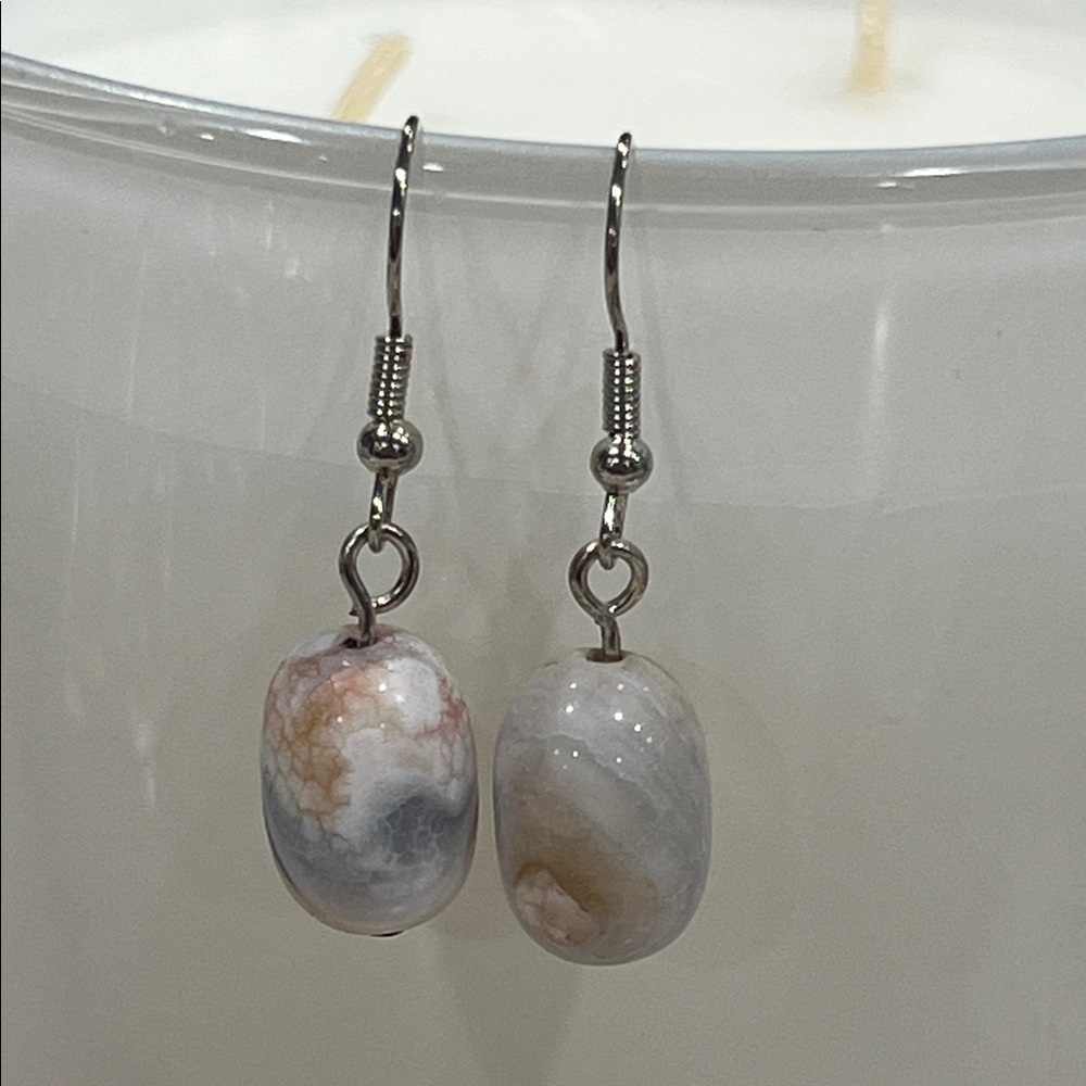 Natural Agate Crystal Dangle Earrings